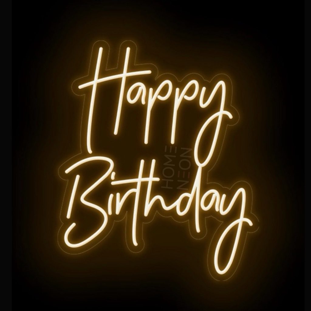 Неоновая вывеска с надписью Happy Birthday