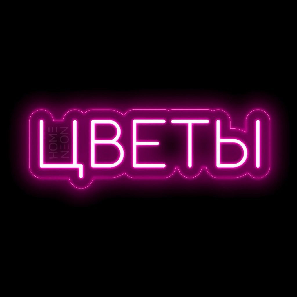 Неоновая вывеска с надписью Цветы